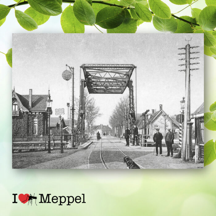 foto oud meppel galgenkampsbrug tramlijn trambaan poster meppel wanddecoratie meppel cadeau meppeler mug i love meppel